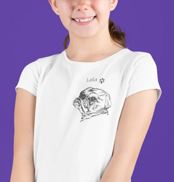 Personalizowana koszulka z psem Personalizowana koszulka dla dzieci z Mopsem