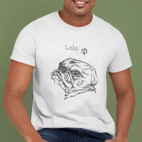 Personalizowana koszulka z psem Męska personalizowana koszulka z Mopsem | Koszulka z psem
