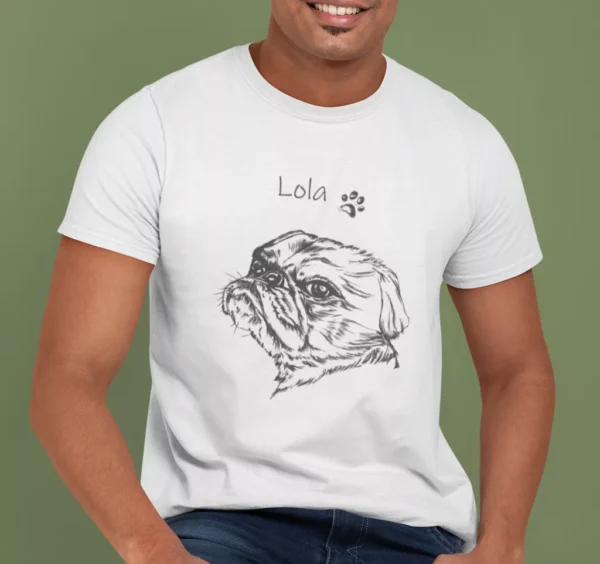 Personalizowana koszulka z psem Męska personalizowana koszulka z Mopsem | Koszulka z psem