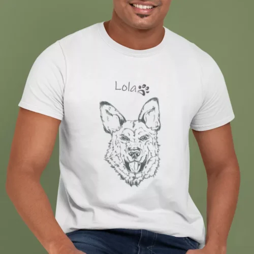 Personalizowana koszulka z psem Koszulka męska z psem Owczarkiem Niemieckim | Personalizowana z własnym imieniem