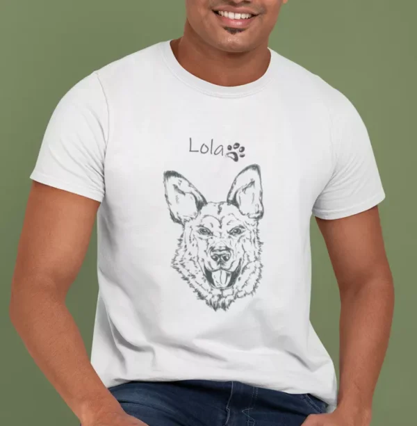 Personalizowana koszulka z psem Koszulka męska z psem Owczarkiem Niemieckim | Personalizowana z własnym imieniem