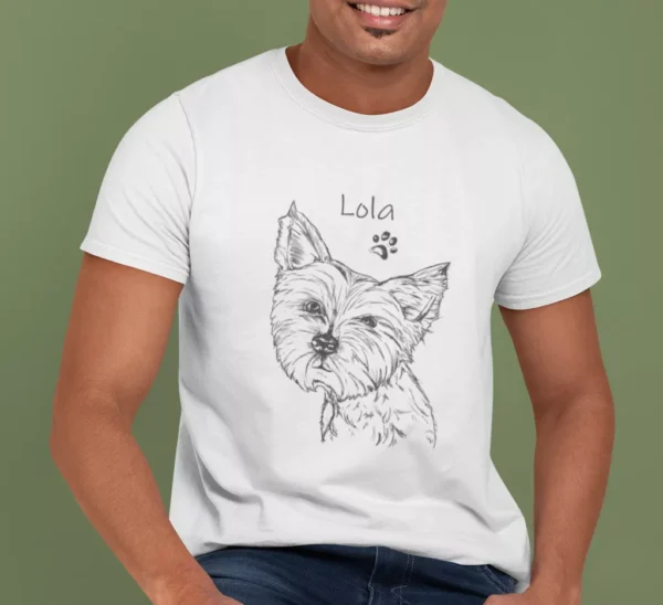 Personalizowana koszulka z psem Męska personalizowana koszulka z Yorkiem | Koszulka z psem