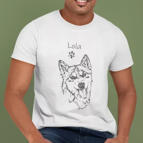 Personalizowana koszulka z psem Męska personalizowana koszulka z Husky | Koszulka z psem