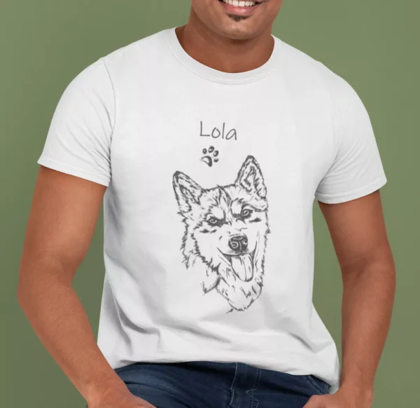 Personalizowana koszulka z psem Męska personalizowana koszulka z Husky | Koszulka z psem