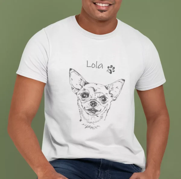 Personalizowana koszulka z psem Męska personalizowana koszulka z Chihuahua | Koszulka z psem