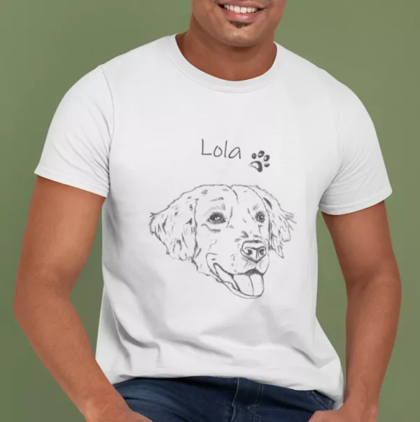 Personalizowana koszulka z psem Męska personalizowana koszulka z Golden retrieverem | Koszulka z psem