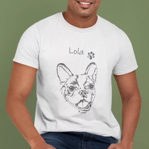 Personalizowana koszulka z psem Męska personalizowana koszulka z Buldogiem francuskim | Koszulka z psem