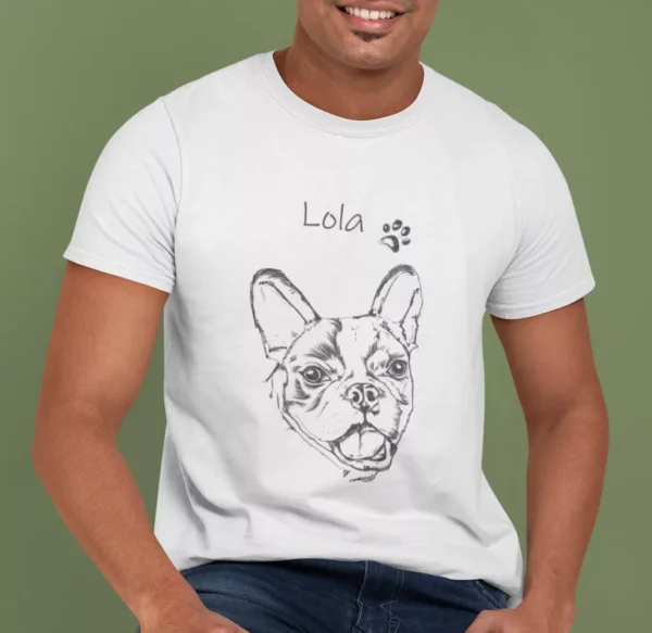 Personalizowana koszulka z psem Męska personalizowana koszulka z Buldogiem francuskim | Koszulka z psem