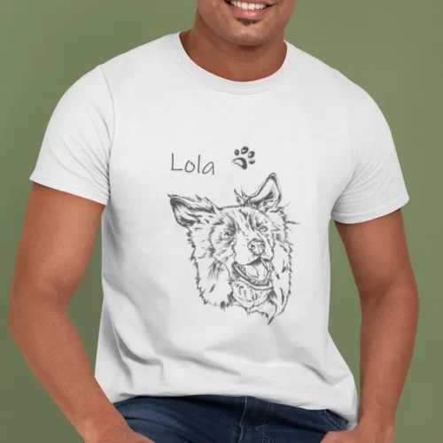 Personalizowana koszulka z psem Męska personalizowana koszulka z Borderem collie | Koszulka z psem