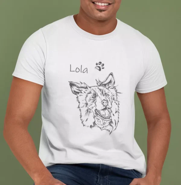 Personalizowana koszulka z psem Męska personalizowana koszulka z Borderem collie | Koszulka z psem