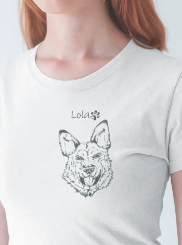 Personalizowana koszulka z psem Koszulka damska z psem Owczarkiem Niemieckim | Personalizowana z własnym imieniem