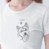 smiling-woman-wearing-a-t-shirt-mockup-against-a-white-wall-a20899 (2) Damska personalizowana koszulka z Husky | Koszulka z psem