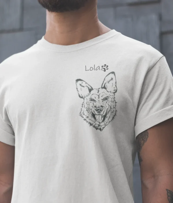 Personalizowana koszulka z psem Koszulka męska z psem Owczarkiem Niemieckim | Personalizowana z własnym imieniem