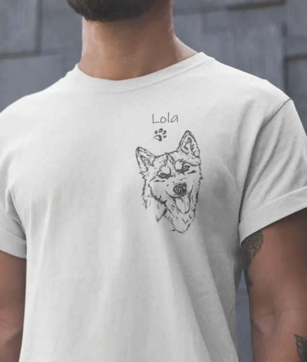 Personalizowana koszulka z psem Męska personalizowana koszulka z Husky | Koszulka z psem