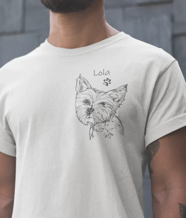 Personalizowana koszulka z psem Męska personalizowana koszulka z Yorkiem | Koszulka z psem
