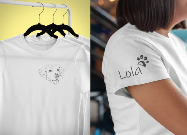 wariant (2) Damska personalizowana koszulka z Golden retrieverem | Koszulka z psem