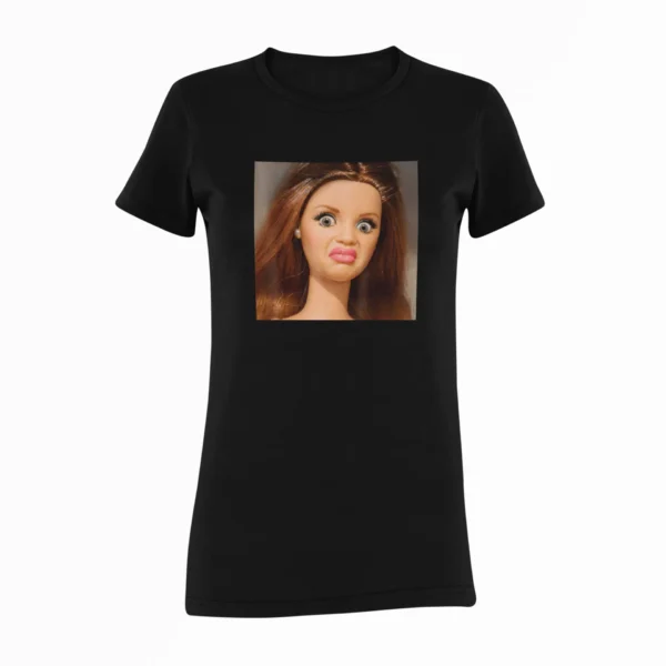 Damska Śmieszna Koszulka Mem Disgusted Doll Face | T-Shirt z Nadrukiem Zniesmaczona Lalka