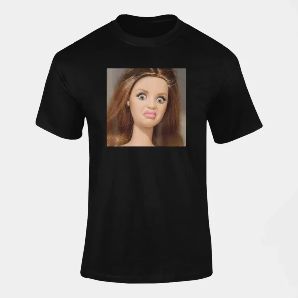 Męska Śmieszna Koszulka Mem Disgusted Doll Face | T-Shirt z Nadrukiem Zniesmaczona Lalka